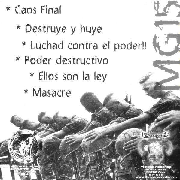 MG15 – Caos Final - 7" - With Insert - 2003 - La Vida Es Un Mus – MUS07, Throne Records – CHAPTER 6