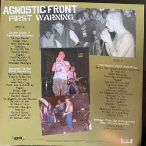 Agnostic Front ‎– First Warning - The 'United Blood' Era Recordings, New York City, 1983 - LP - 2020 - Radiation Reissues ‎– RRS110