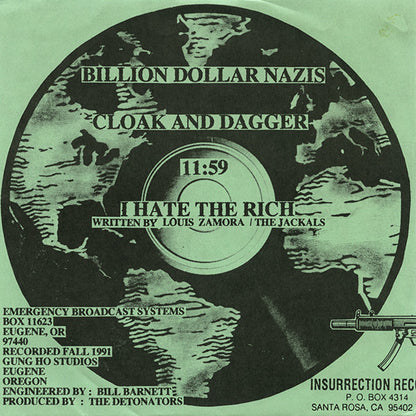 The Detonators – Billion Dollar Nazis / I Hate The Rich - 7" - Green Translucent - 1991 - Insurrection Records – Insurrection-7-02