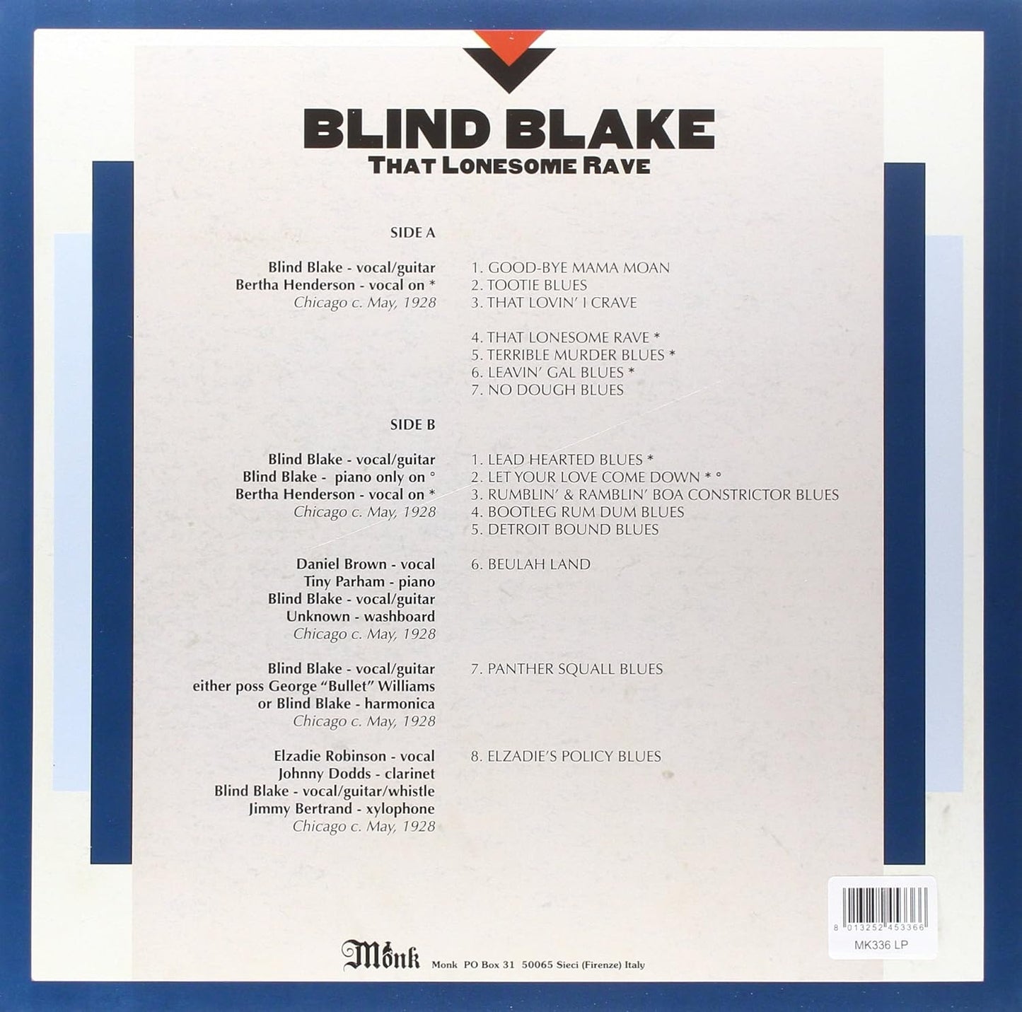 Blind Blake – That Lonesome Rave - LP - Monk – MK336