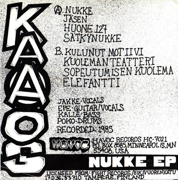 Kaaos – Nukke-EP - 7" - 2000 - Havoc Records – HC7021 - Como Nuevo / Like New (M- / M-)