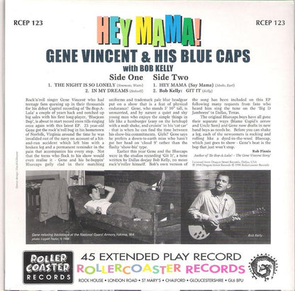 Gene Vincent & His Blue Caps – Hey Mama! - 7" - 1998 - Rollercoaster Records – RCEP 123 - Como Nuevo / Like New (M- / M-)