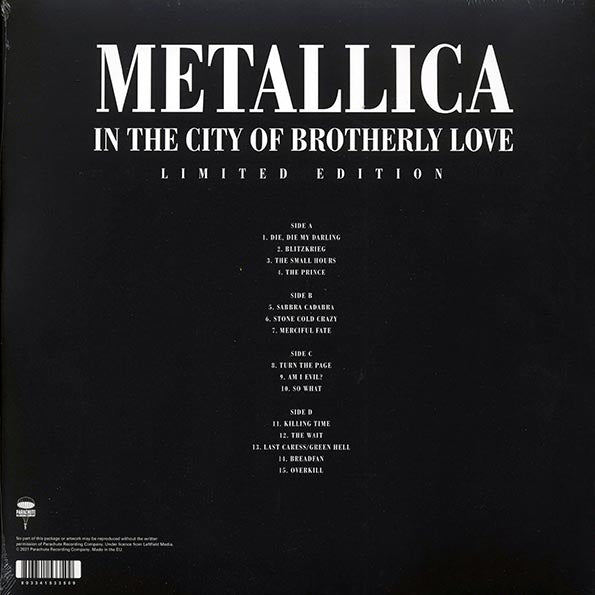 Metallica - In The City Of Brotherly Love: The Electric Factory, Philadelphia, November 23rd, 1998 - 2xLP - Red - Gatefold Sleeve - Limited edition; 1000 copies made