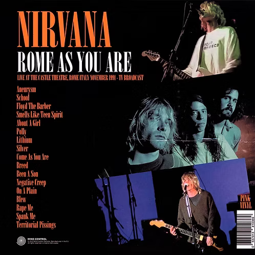 NIRVANA LP Rome As You Are Live At The Castle Theatre, Rome, Italy 1991 (Pink)