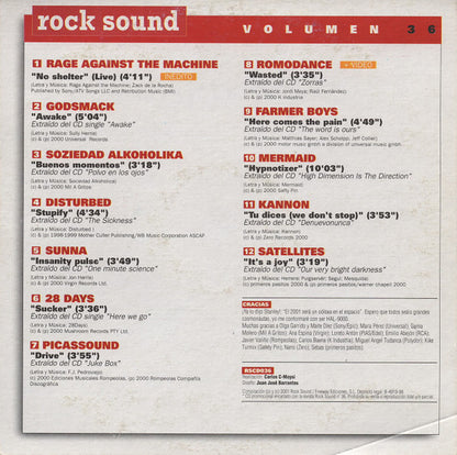 Rock Sound Volumen 36 - CD, Compilation, Enhanced, Promo, Sampler - 2001 - Rock Sound – RSCDE036 - CD Muy Buen Estado (VG+) / Portada Muy Buen Estado (VG+)