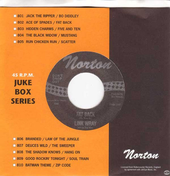 Link Wray And His Ray Men – Ace Of Spades / Fat Back - 7" - 1995 - Norton Records – 802 - Como Nuevo / Like New (M-/M-)