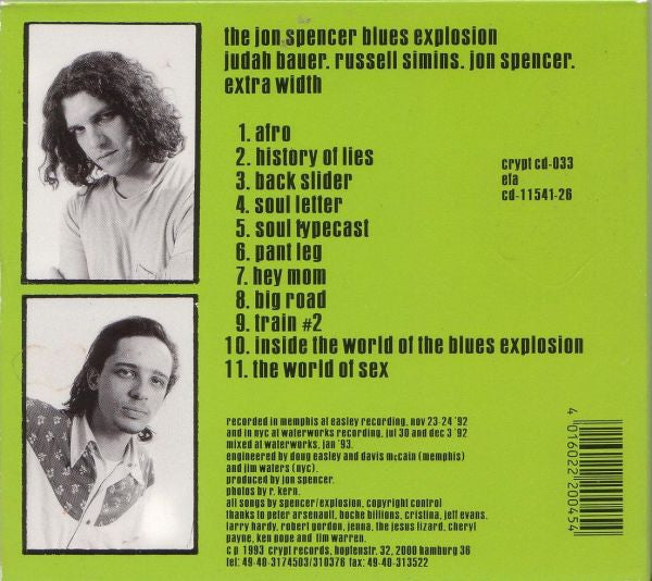 Blues Explosion – Extra Width - CD - Digipak - 1994 - Crypt Records – crypt cd-033 - USADO / USED (M- / M-)