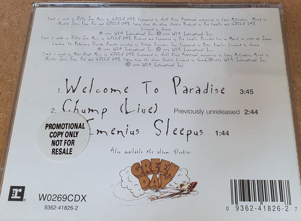 Green Day – Welcome To Paradise - CD-EP - 1994 - Reprise Records – W0269CDX 9362-41826-2 - CD Muy Buen Estado (VG+) / Portada Como Nueva (M-)