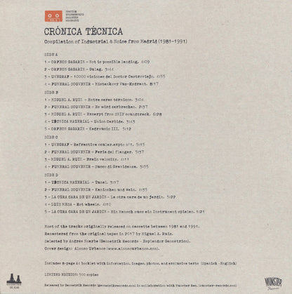Crónica Técnica (Compilation Of Industrial & Noise From Madrid 1981-1991) - 2xLP - 2018 - Geometrik – GR 2142 - NUEVO - PRECINTADO / NEW – SEALED.