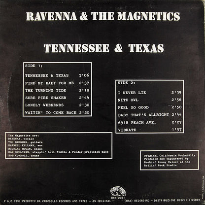 Ravenna & The Magnetics – Tennessee & Texas - LP - 1981 - Rollin' Rock – BRP 2021 - Buen Estado / Good Condition (VG / VG)