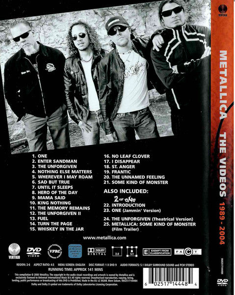 Metallica – The Videos 1989 - 2004 - DVD - 2006 - Vertigo – 0602517144484