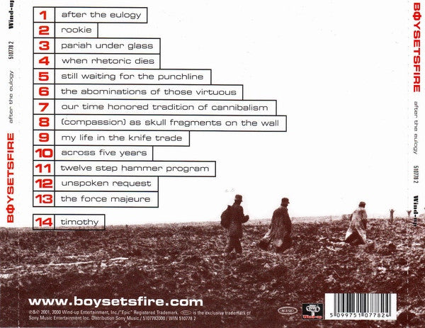 Boysetsfire – After The Eulogy - CD - 2003 - Epic – 510778 2, Wind-Up – WIN 510778 2 - CD Muy Buen Estado (VG+) / Portada Nueva (M)