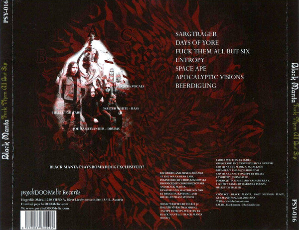 Black Manta – Fuck Them All But Six - CD - 2004 - PsycheDOOMelic – PSY 016 - CD Muy Buen Estado (VG+) / Portada Como Nueva (M-)