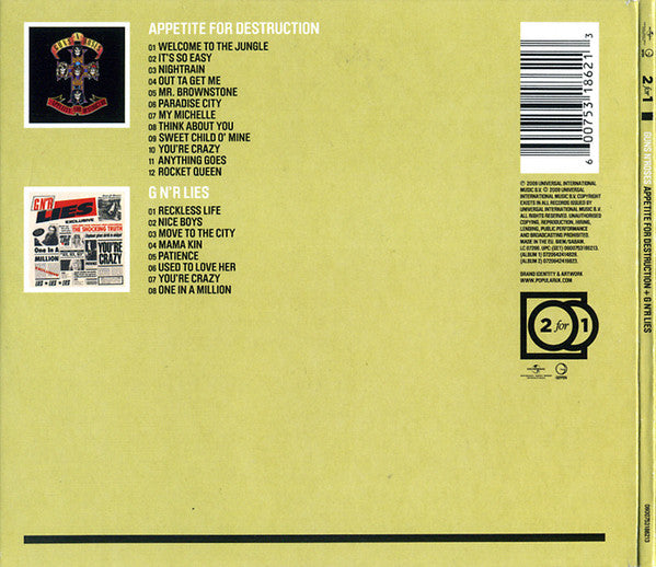 Guns N' Roses – Appetite For Destruction + G N'R Lies - CD - Digipak - 2009 - Universal Music Group International – 0600753186213, Geffen Records – 0600753186213 - CD Como Nuevo (M-) / Portada Como Nueva (M-)