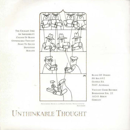 Blood Of Others ‎– Unthinkable Thought - 7" - 2000 - Thought Crime Records ‎– TCR 025 - Como Nuevo / Like New (M- / M-)