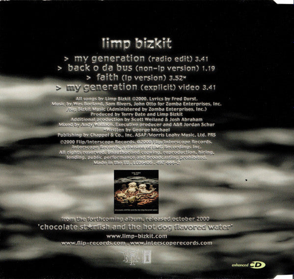 Limp Bizkit – My Generation - CD, Single, Enhanced - 2000 - Interscope Records – 497 444-2, Flip Records – 497 444-2 - Como Nuevo / Like New (M- / M-)