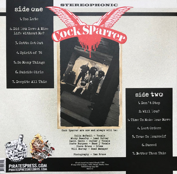 Cock Sparrer ‎– Here We Stand - LP - Clear With Black Splatter - 2021 - Pirates Press Records ‎– PPR023