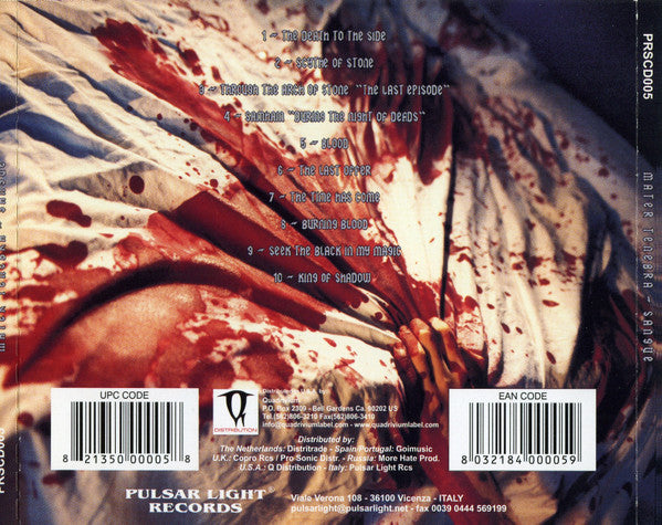 Mater Tenebra – Sangue - CD - 2001 - Pulsar Light Records – PRSCD005 - Nuevo sin usar pero no precintado / New unplayed but not sealed.