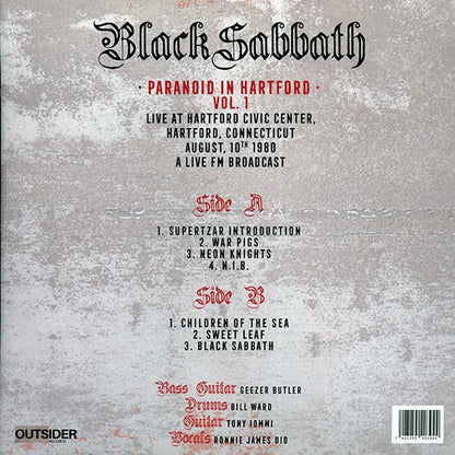 Black Sabbath – Paranoid In Hartford Vol. 1 Live At Hartford Civic Center 1980 - LP - Red