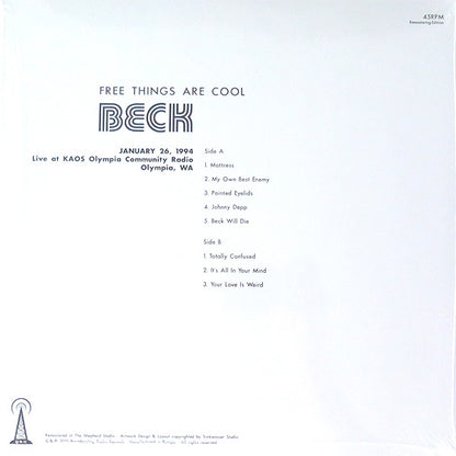 Beck – Free Things Are Cool - 12", 45 RPM - Burgundy & Yellow Split - 2015 - Broadcasting Radio Records – BRR4028