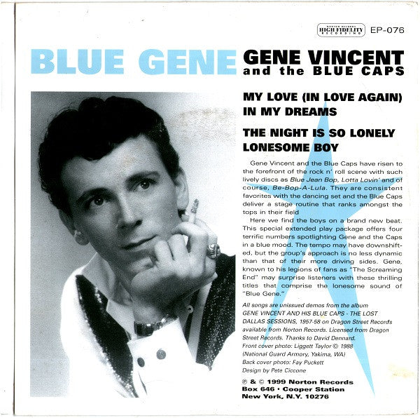 Gene Vincent And The Blue Caps – Blue Gene - 7" - 1999 - Norton Records – EP-076 - Como Nuevo / Like New (M- / M-)