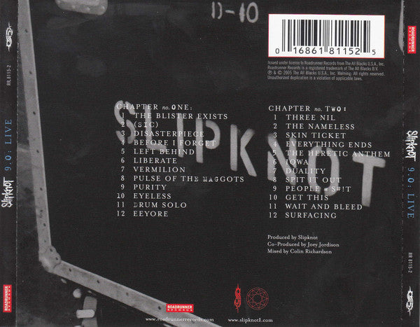 Slipknot – 9.0: Live - 2xCD - Como Nuevo / Like New (M-/M-)