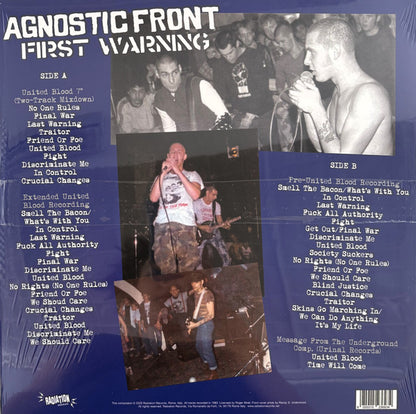 Agnostic Front - First Warning (The 'United Blood' Era Recordings, New York City, 1983) (LP, Comp, Ltd, RP, Azul / Blue)