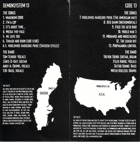 D.S.-13 / Code 13 – 13 Song Split 7" - 7" - 2000 - Havoc Records – HC7023 - Vinilo Como Nuevo / Portada Como Nueva (M-/M-)