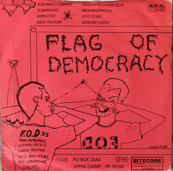 Flag Of Democracy ‎– Eight Love Songs - 7" - With Insert - 1990 - Bitzcore ‎– EFA 01661 - Muy Buen Estado / Very Good Condition (M- / VG+)