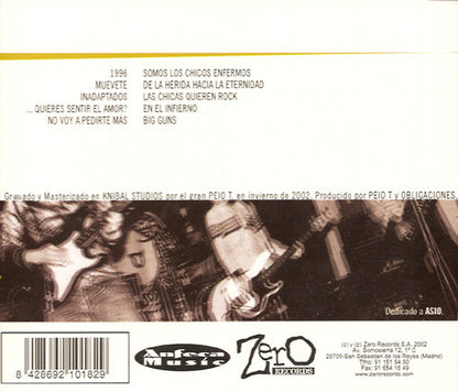 Obligaciones – Prueba A Gritar, Prueba A Llorar - CD - 2002 - Anfeca Music – ANF 018.2