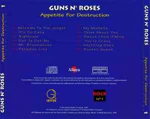 Guns N' Roses ‎– Appetite For Destruction - CD - 1996 - Geffen Records ‎– GED 24148, Rock – Nº 1 - CD Como Nuevo (M-) / Portada Muy Buen Estado (VG+)