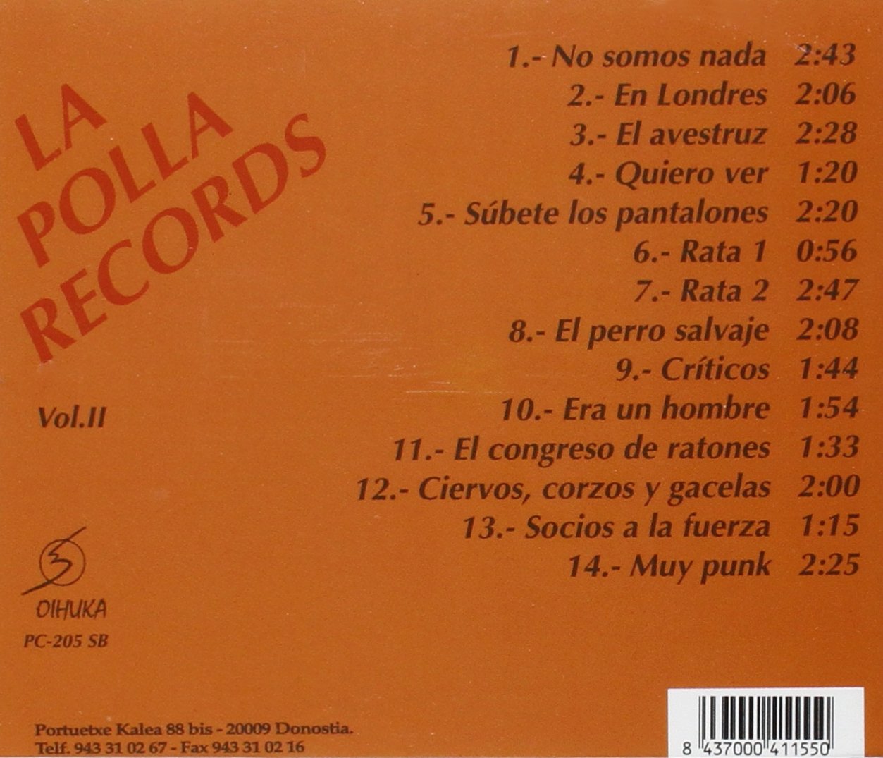 La Polla Records – Volumen 2 - CD - 1990 - Oihuka – PC-205 SB