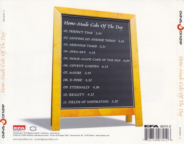 Days Of Fate – Home-Made Cake Of The Day - CD - 2003 - Rabazco Records – EFA 00741-2, EFA – EFA 00741-2