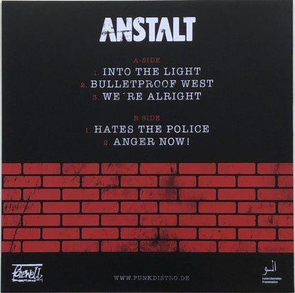 Anstalt – Anger - 7" - Rojo / Red - 2018 - Farewell Records – FWR#65, A-Lo Records – ALO-004