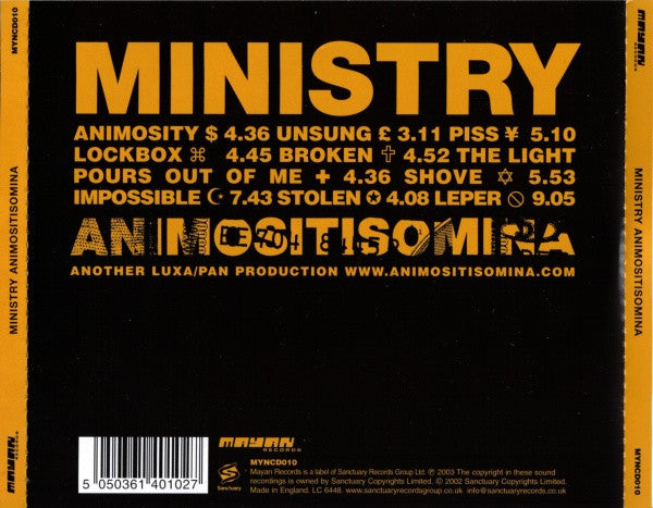 Ministry – Animositisomina - CD - Nuevo sin usar pero no precintado / New and unplayed but not sealed.