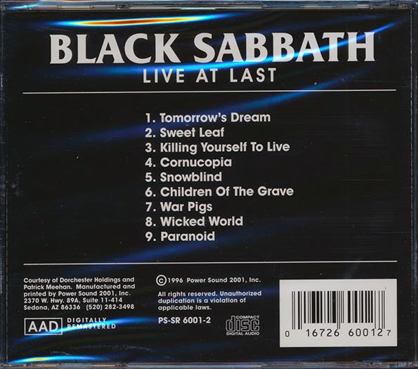 Black Sabbath ‎– Live At Last - CD