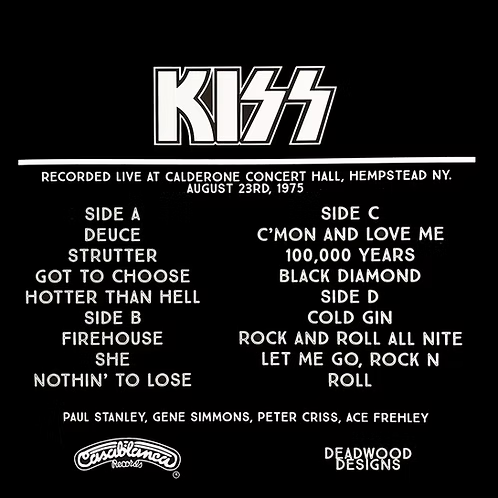 KISS 2xLP On Tour! August 23rd, 1975 Hempstead (Clear Coloured Vinyls)