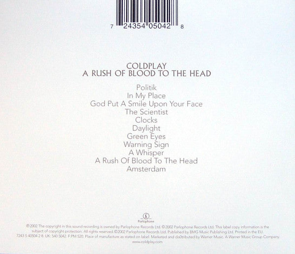 Coldplay – A Rush Of Blood To The Head - CD