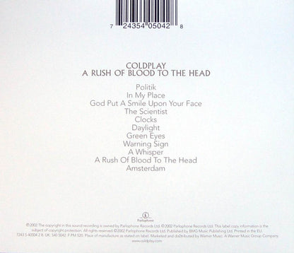 Coldplay – A Rush Of Blood To The Head - CD