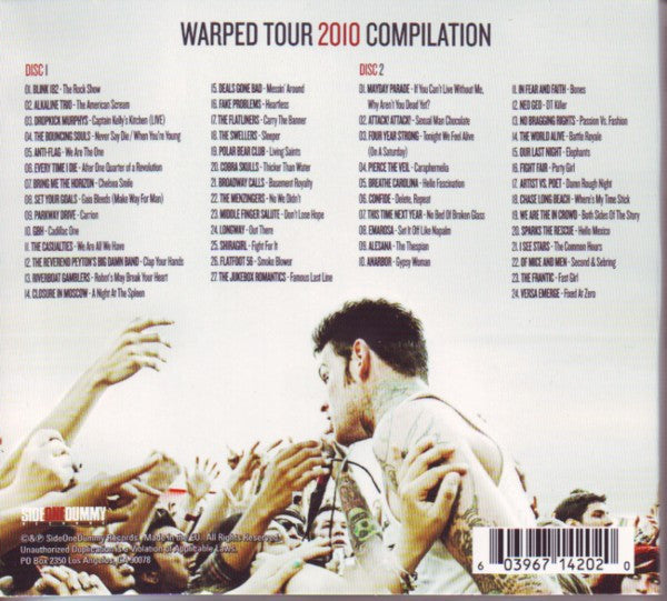 Various – Vans Warped Tour Twenty Ten (2010 Tour Compilation) - 2xCD - Digipak - 2010 - SideOneDummy Records – SD1420-2