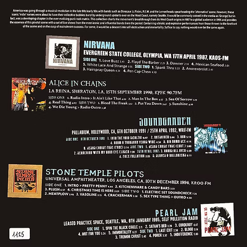 VARIOUS 5xLP BOX SET Live Grunge (Nirvana Alice In Chains Pearl Jam Soundgarden)