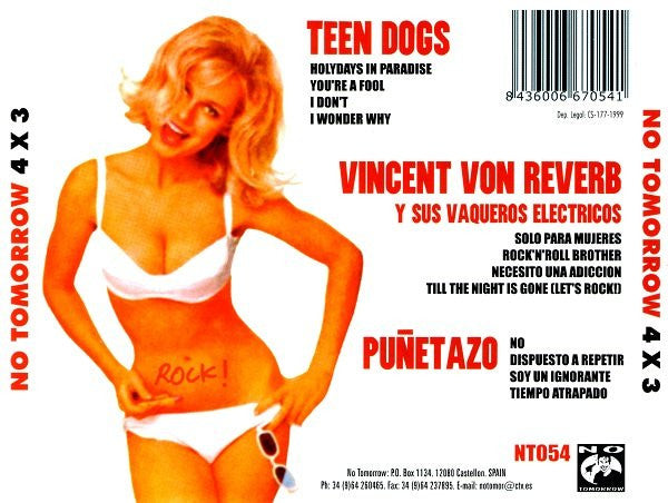 Teen Dogs / Vincent Von Reverb Y Sus Vaqueros Eléctricos / Puñetazo – 4x3 - CD - CD Como Nuevo / Portada Como Nueva (M-/M-)