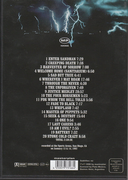 Metallica – Live In San Diego - DVD - Como Nuevo / Like New (M- / M-)