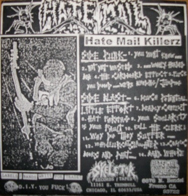 Hate Mail Killerz – Bleeding/Jumping - EP - 7" - 2001 - Skeletor Records – 01 - Como Nuevo / Like New (M- / M-)