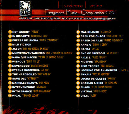 Hardcore Latino 2001 - CD - Nuevo sin usar pero no precintado / New unplayed but not sealed.