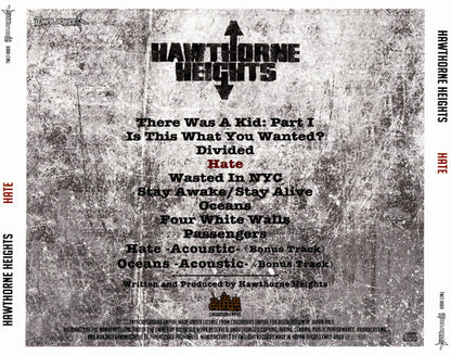 Hawthorne Heights – Hate - CD - Edición Japonesa - Con OBI - 2012 - Twilight Records – TWLT-0069 - Nuevo sin usar pero no precintado / New and unplayed but not sealed.