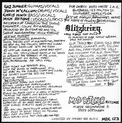 Blitzkrieg - Lest We Forget. E.P. (7", EP, RE)