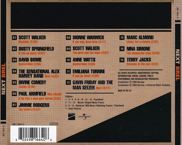 Next Brel - CD - Nuevo sin usar pero no precintado / New and unplayed but not sealed.