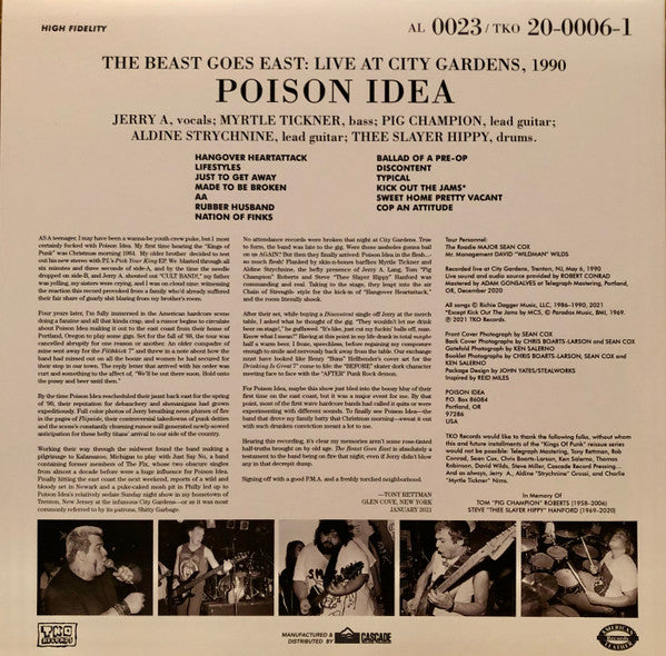 Poison Idea – The Beast Goes East - LP - 2021 - TKO Records – TKO-20-0006-1, American Leather Records – AL-0023 - Como Nuevo / Like New (M / M-)