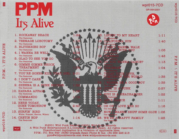 P.P.M. – It's Alive - CD - 2001 - Wild Punk Records – wpr-015-7CD